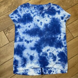 Calvin Klein Womens Performance  Blue Tie-Dye /short Sleeve Shirt Large